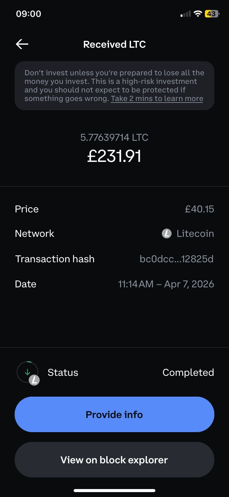 £231 received — great week 